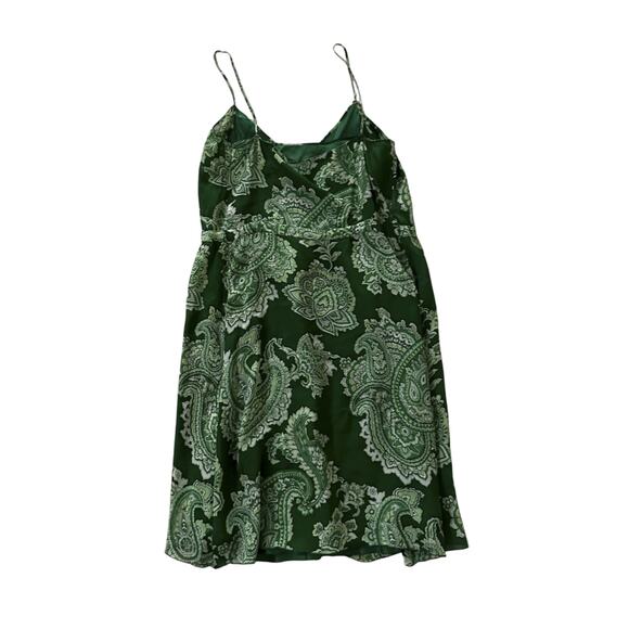 Moschino Italy Vintage Green Paisley Bandana Chiffon Tie Front Mini Dress 40/6 - Picture 2 of 4